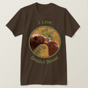 Grizzly Bear Mama and Cub Painting - Wildlife Art T-Shirt