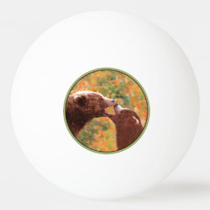 Grizzly Bear Mama and Cub Painting - Wildlife Art Tischtennisball