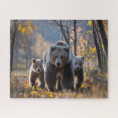 Grizzly Bear Mama und Cubs Puzzle (Horizontal)