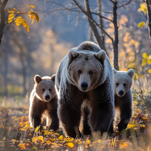 Grizzly Bear Mama und Cubs Puzzle