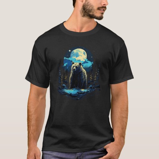 Grizzly Bear Moon Natures T-Shirt (Vorderseite)