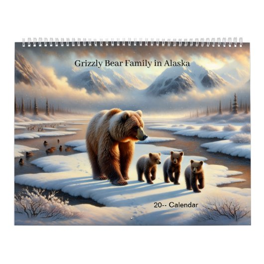 Grizzly Bear Mother Cubs Alaska Wildlife Calendar Kalender (Titelbild)