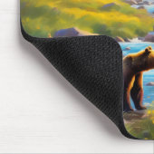 Grizzly Bear Mountain Wildblumen Malerei Mousepad (Ecke)