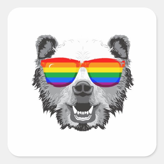 Grizzly Bear Pride Quadratischer Aufkleber (Vorderseite)