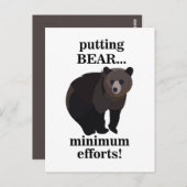 Grizzly Bear Putting Bear Minimum Efforts Funny Postkarte (Vorne/Hinten)