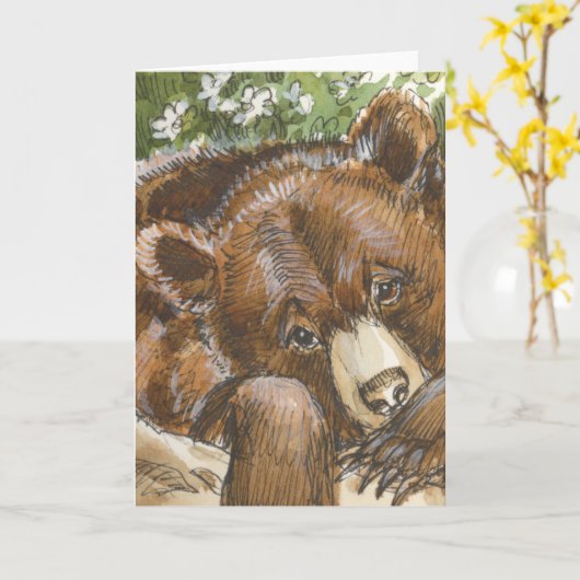 Grizzly Bear Resting Karte (Gelbe Blume)