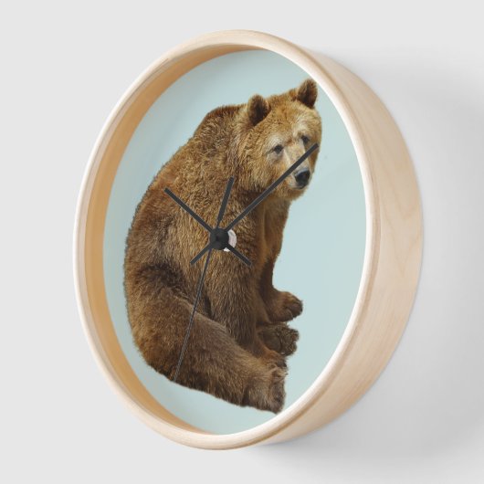GRIZZLY BEAR RUSTIC Wall Clock Uhr (Winkel)