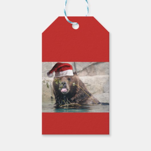 Grizzly Bear Santa Claus Geschenkanhänger (Vorderseite)