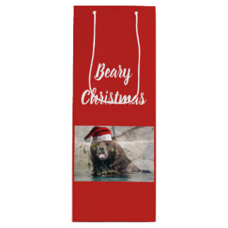Grizzly Bear Santa Claus Geschenktüte Für Weinflaschen
