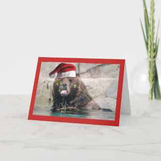 Grizzly Bear Santa Claus Karte