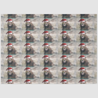 Grizzly Bear Santa Claus Seidenpapier