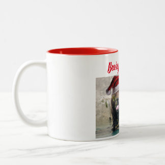 Grizzly Bear Santa Claus Zweifarbige Tasse