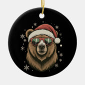 Grizzly Bear Santa Hat Funny Cute Animal Lover Keramik Ornament (Vorne)