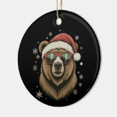 Grizzly Bear Santa Hat Funny Cute Animal Lover Keramik Ornament (Links)