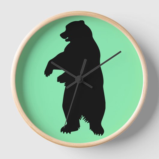 GRIZZLY BEAR STEHEND BEAR RUSTISCHE Wall Clock Uhr (Vorderseite)