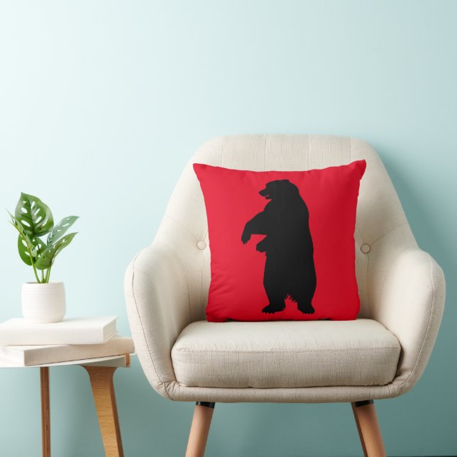GRIZZLY BEAR STEHEND RED CABIN DECOR PILLOW KISSEN (Stuhl )