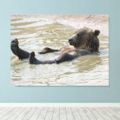 GRIZZLY BEAR Stretched Canvas Print Leinwanddruck (Insitu (Holzboden))