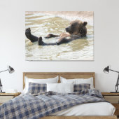 GRIZZLY BEAR Stretched Canvas Print Leinwanddruck (Insitu (Schlafzimmer))
