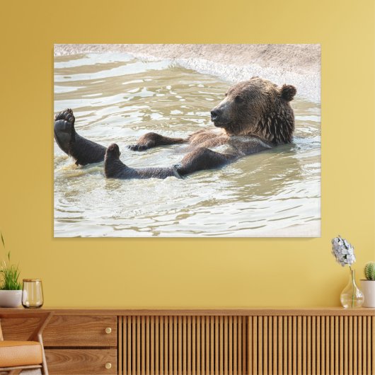 GRIZZLY BEAR Stretched Canvas Print Leinwanddruck (Insitu (Wohnzimmer))