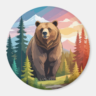 Grizzly Bear Vector Art Animal Majestic Magnet