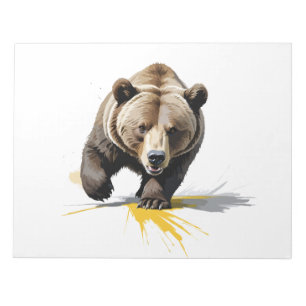 Grizzly Bear Vector Graphic Art Portrait Animal Notizblock