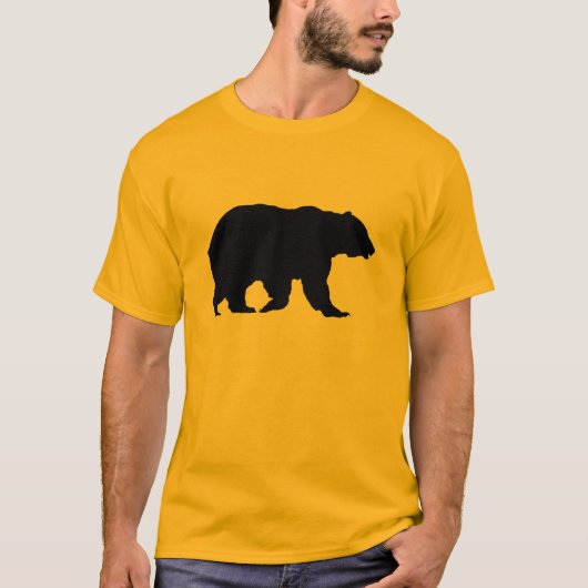 Grizzly Bear Walking Black Silhouette T-Shirt (Vorderseite)