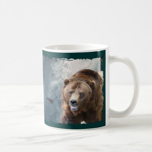 Grizzly Bear & Waterfall Tierfreude Tasse (Rechts)