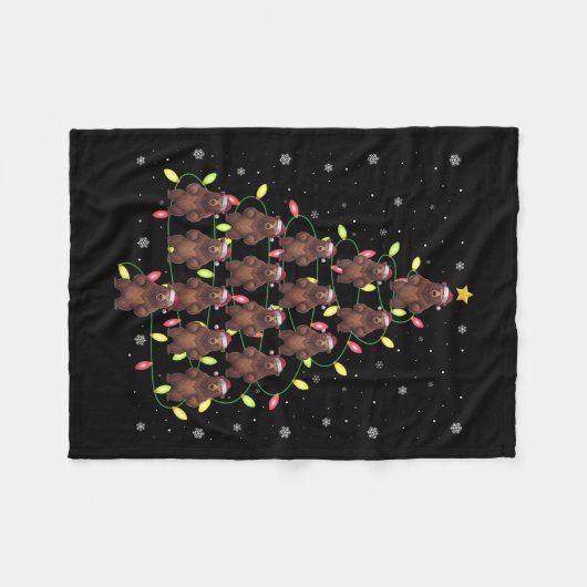 Grizzly Bear Weihnachtsbaum Lichter Ugly Swea Fleecedecke (Vorderseite (Horizontal))