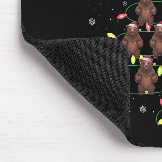 Grizzly Bear Weihnachtsbaum Lichter Ugly Swea Mousepad (Ecke)