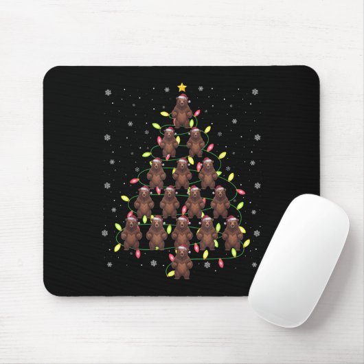 Grizzly Bear Weihnachtsbaum Lichter Ugly Swea Mousepad (Mit Mouse)