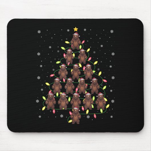 Grizzly Bear Weihnachtsbaum Lichter Ugly Swea Mousepad (Vorne)