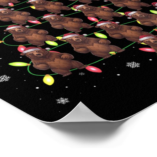 Grizzly Bear Weihnachtsbaum Lichter Ugly Swea Poster (Ecke)