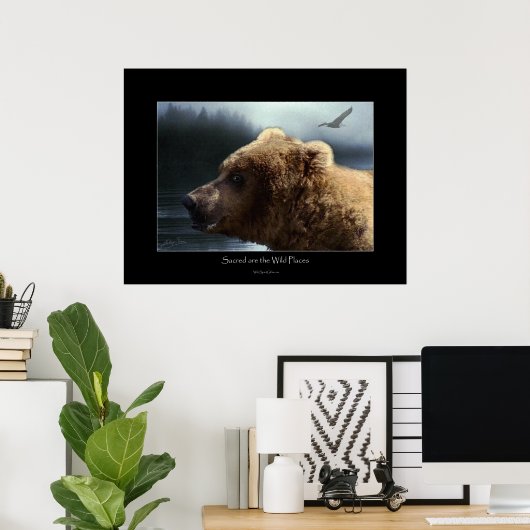 GRIZZLY BEAR Wilderness Art Poster (Heimbüro)