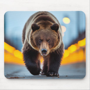 Grizzly Bear Wildlife Animal auf der Straße Mousepad
