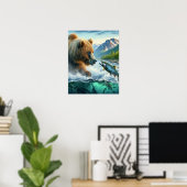 Grizzly Bears mit Forellenlachs 16x20 Poster (Heimbüro)