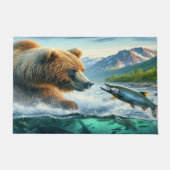 Grizzly Bears mit Forellenlachs 36x24 Fußmatte (Vorderseite)