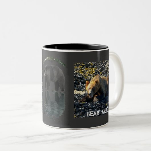 GRIZZLY & BLACK BEAR ART ZWEIFARBIGE TASSE (VorderseiteRechts)