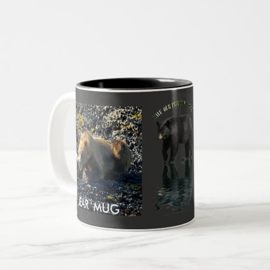 GRIZZLY & BLACK BEAR ART ZWEIFARBIGE TASSE (Vorderseite Links)