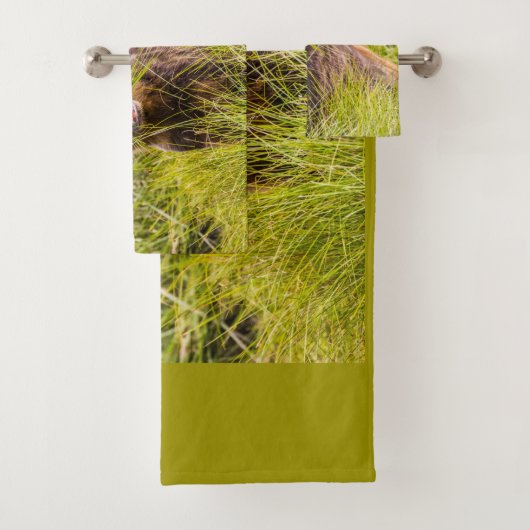 Grizzly cuzing, Alaska Badhandtuch Set (Insitu)