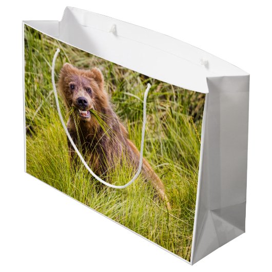 Grizzly cuzing, Alaska Große Geschenktüte (Rückseite Schrägansicht)