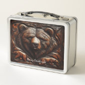 Grizzly Fury aus Leder Metall Brotdose (Rückseite)