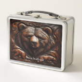 Grizzly Fury aus Leder Metall Brotdose (Vorderseite)