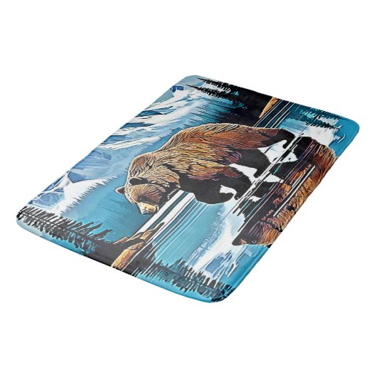 Grizzly Lake Mountain View Badematte (Schrägansicht)