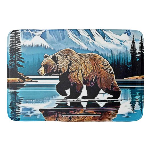 Grizzly Lake Mountain View Badematte (Vorderseite)