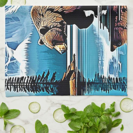 Grizzly Lake Mountain View Geschirrtuch (Gefaltet)