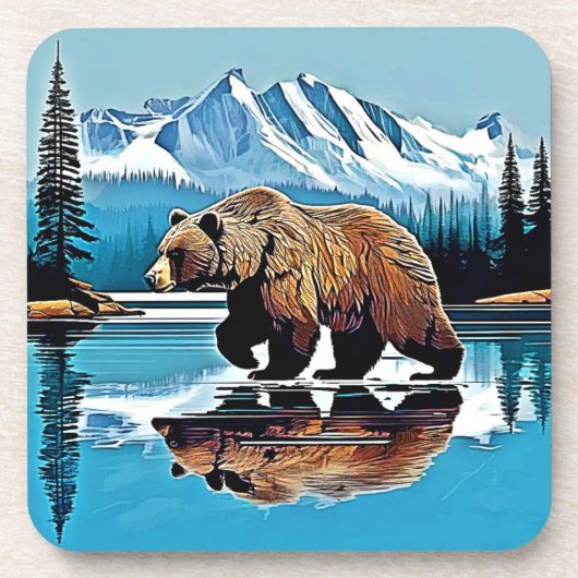 Grizzly Lake Mountain View Getränkeuntersetzer (Vorderseite)