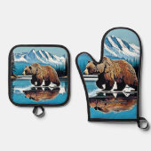 Grizzly Lake Mountain View Ofenhandschuh & Topflappen-Set (Vorderseite)