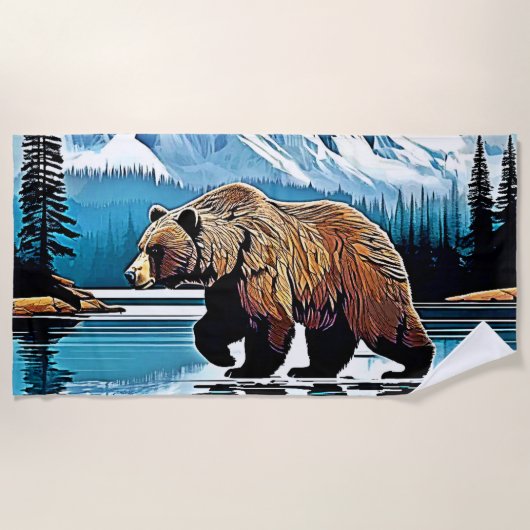 Grizzly Lake Mountain View Strandtuch (Vorderseite)