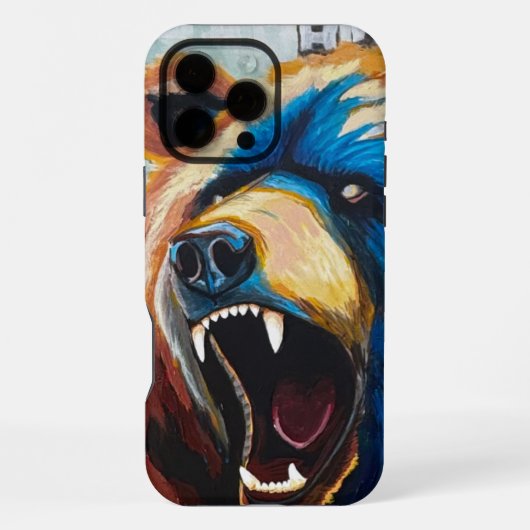 Grizzly-Malerei - Wildtierkunst iPhone Hülle (Rückseite)