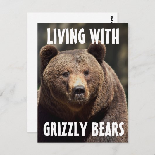 GRIZZLY MAN LEBT MIT BÄRENPOSTKARTEN POSTKARTE (Vorne/Hinten)